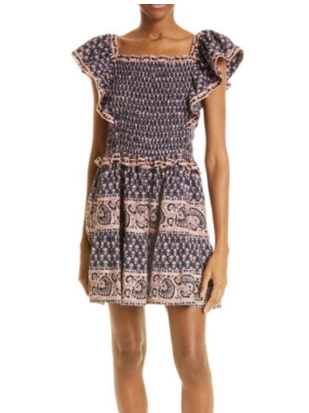 Sea New York Jasper Dress Smocked Mini Size Medium Boho Feminine Flirty